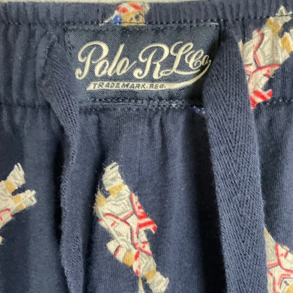 Polo Ralph Lauren Mens Navy Blue Polo Bear American Flag Sleep Shorts Medium